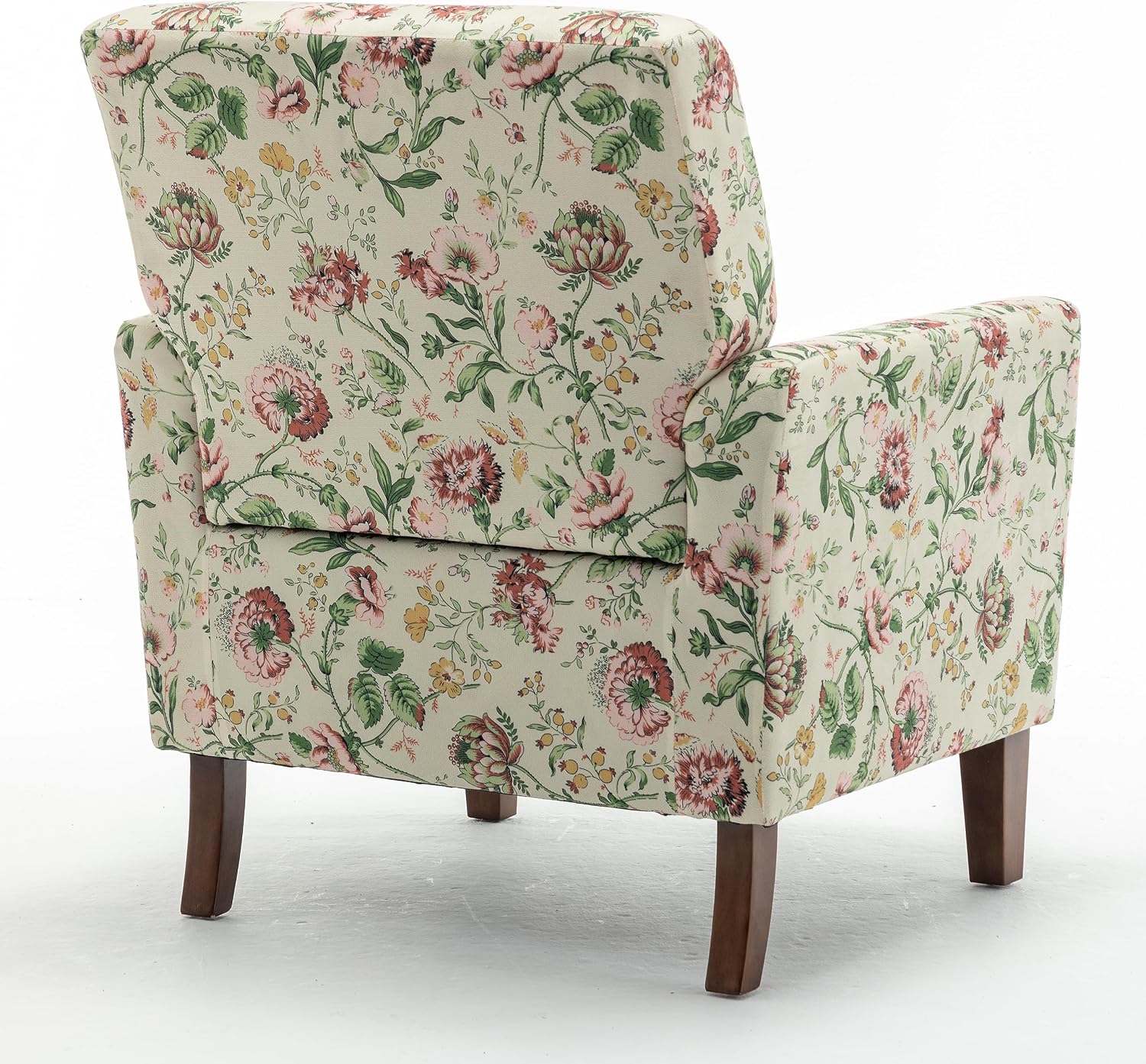 Container Furniture Direct Contemporary Accent Arm Chair with Birch Wood Frame and Velvet Upholstery, Armchair for Office and Living Room Decor, Removable Cushions, 04 Printed Fabric