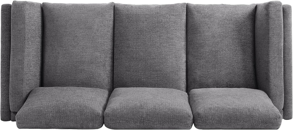 Christopher Knight Home Vincenzo 79.5' Sectional Sofa, 3 Seater Couch, Chenille Upholstered Sofa Chair, Metal Legs Couch, Dual-Layer Cushions Armchair, Comfort Seating for Reading Living Room, Gray