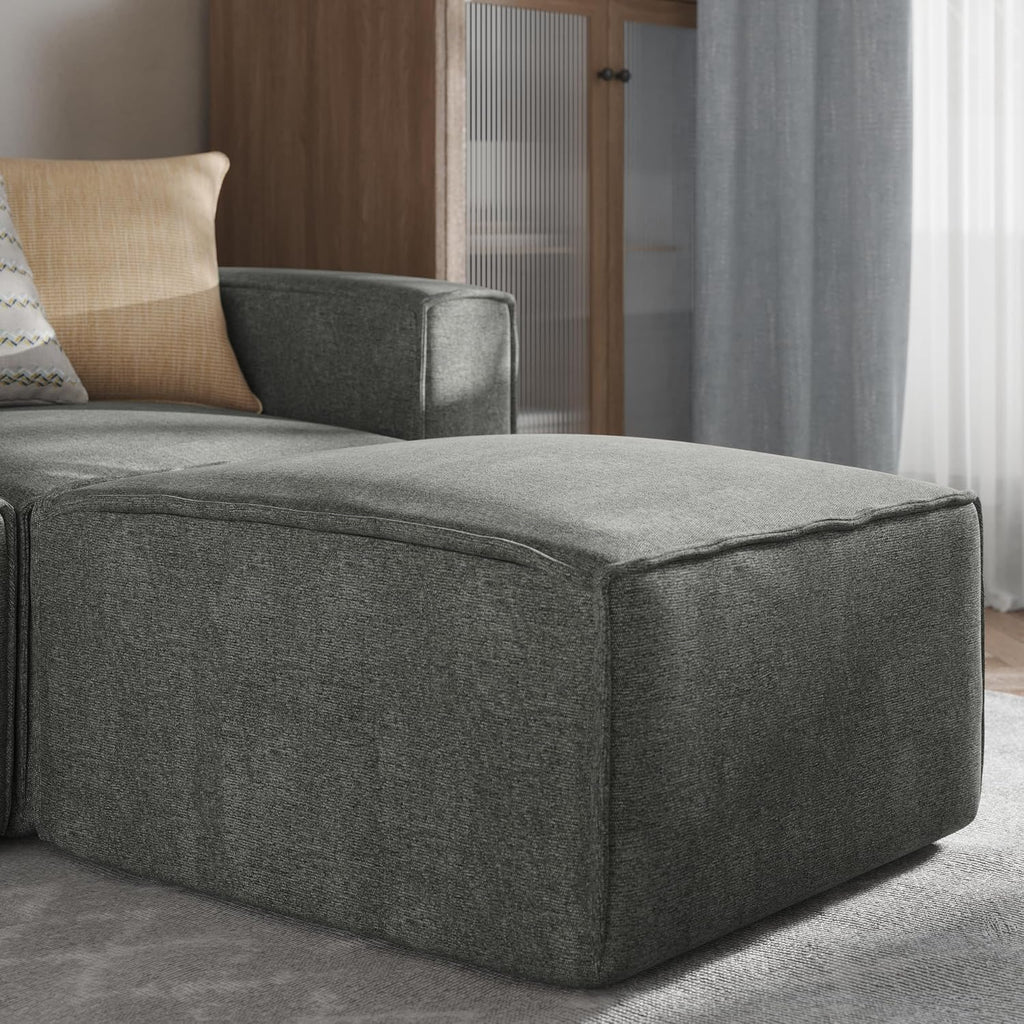Flash Furniture Bridgetown Fabric Ottoman Module for Sectional Sofa, Customizable Modular Couch Ottoman, Dark Gray