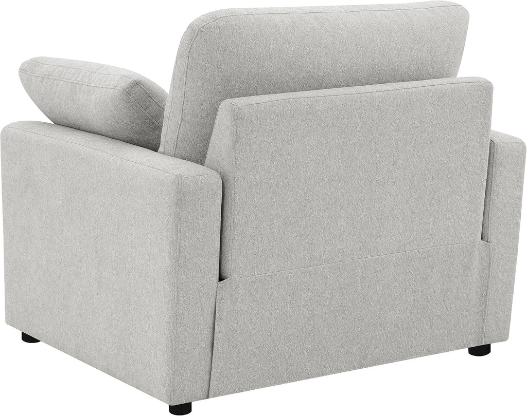 Coaster Home Furnishings - Collins - Wood and Fabric - Power Recliner with Horizontal Tufted Detail, Padded Arms, and Reversible Cushions - Living Room - Gray - 609563P