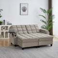 Eafurn Double Chaise Lounge Convertible Sleeper Chair Sofabed W/Storage and 6-Position Reclining Backrest, Modern Tufted Recliner Lounge Chaise Couch with Swivel Table & USB for Living Room