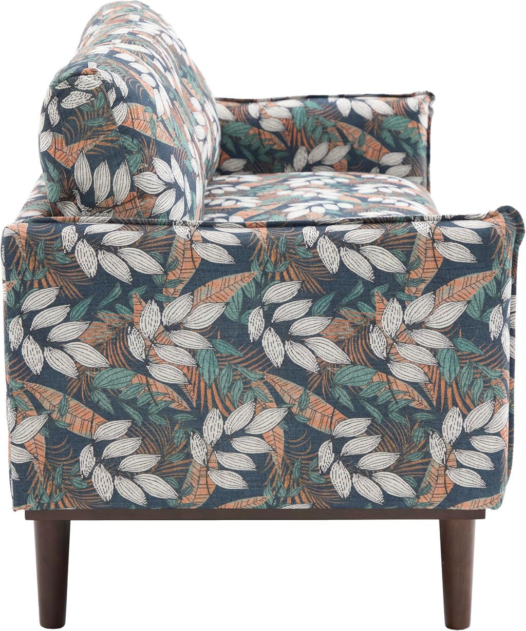 Christopher Knight Home Brena Modern Chenille Upholstered Loveseat Sofa, Wooden 2 Seater Sofa Couch with Deep Seat, Comfy Cloud Couch for Living Room, Bedroom, Home Office, Green+White