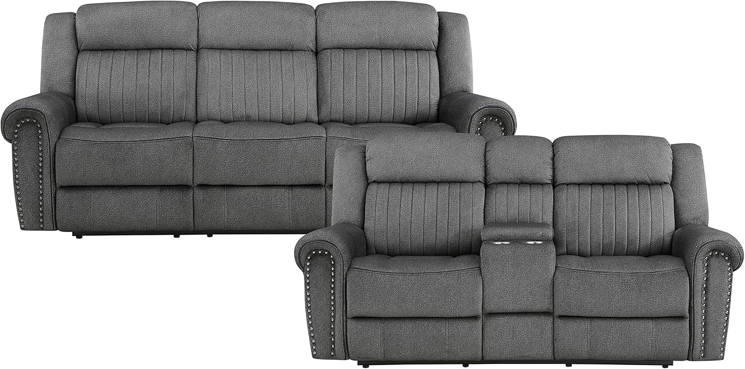 Lexicon Dakota 2-Piece Power Reclining Living Room Set, Charcoal