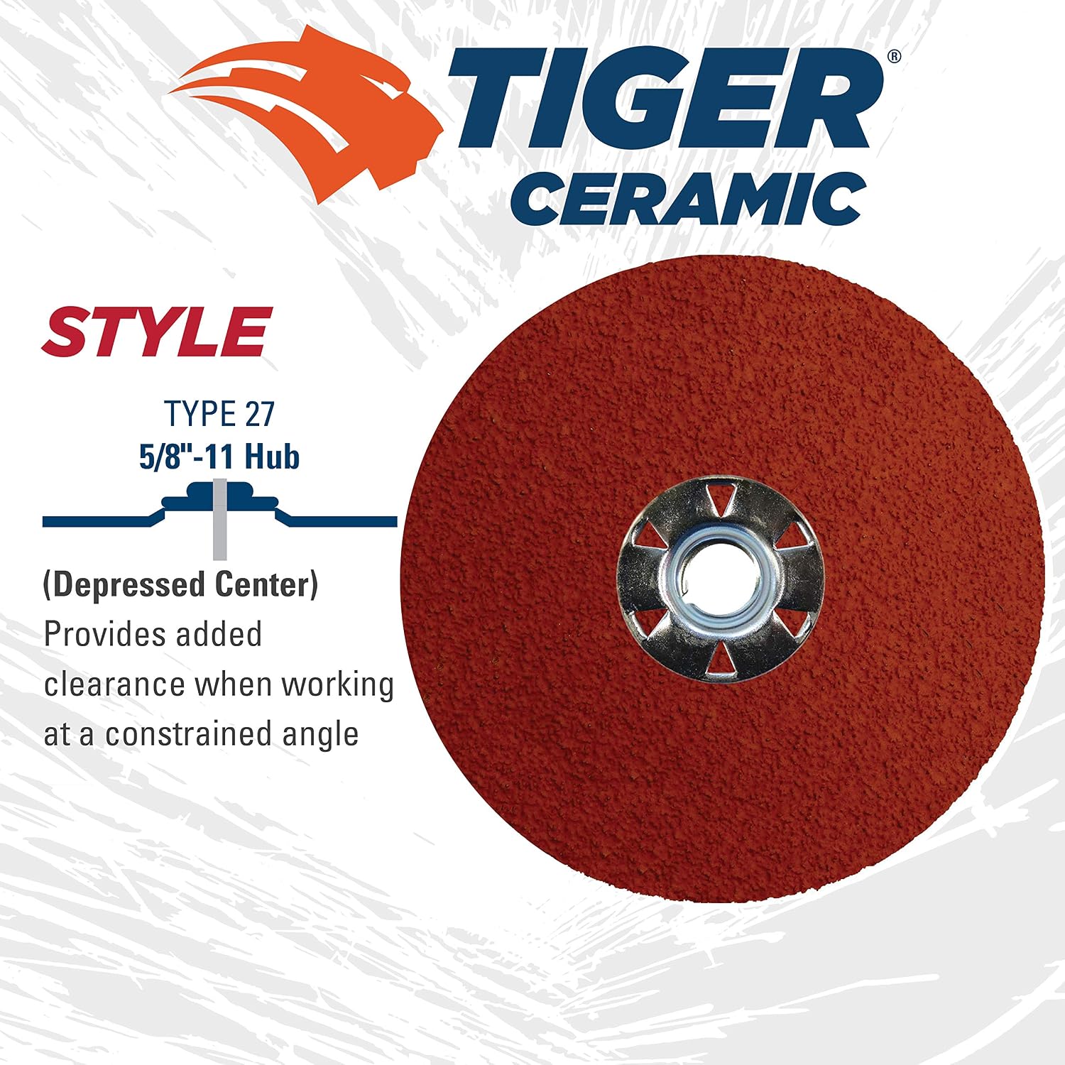 Weiler 69888 Tiger Ceramic Alumina Resin Fiber Sanding & Grinding Disc, 5' Diameter, 36 Grit, 5/8' - 11 Hub (Pack of 25)
