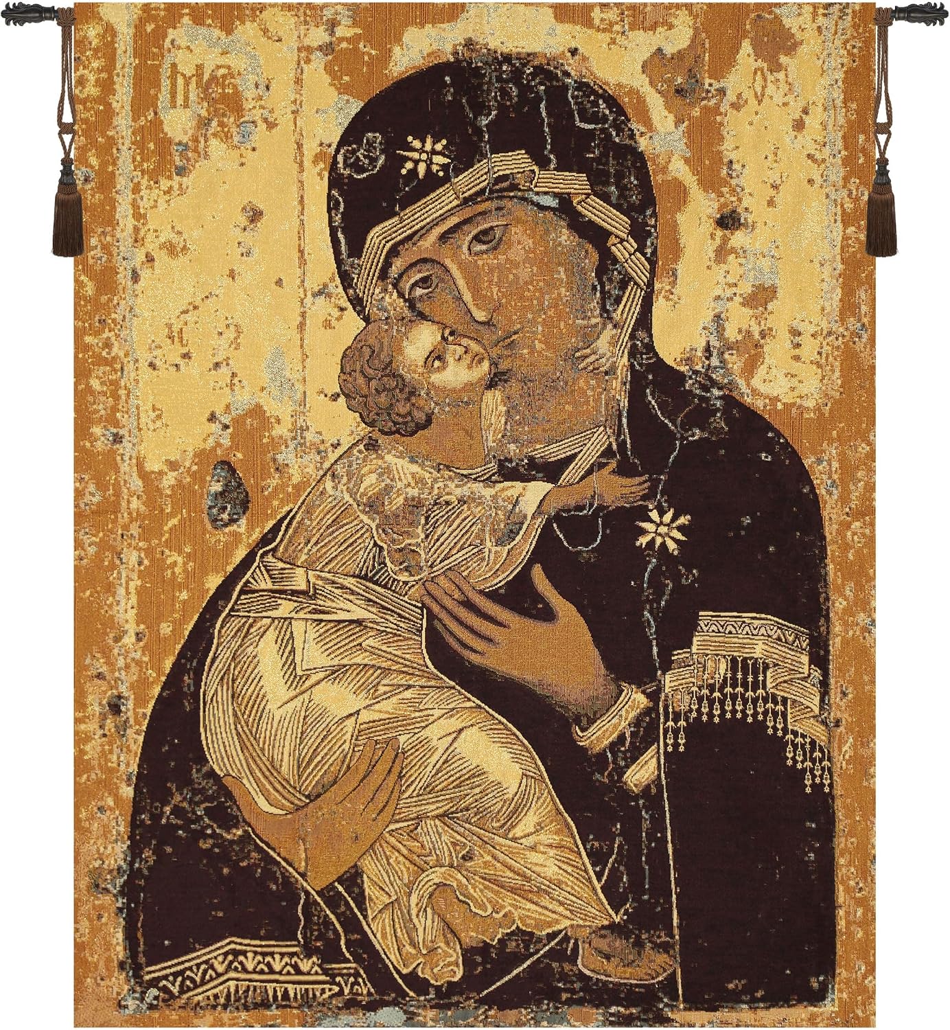 Charlotte Home Furnishings Madonna Di Vladimir Tapestry, 33 X 26 Inch | Italian Tapestry, Viscose Cotton And Polyester Blend, Wall Hanging, Italian Woven