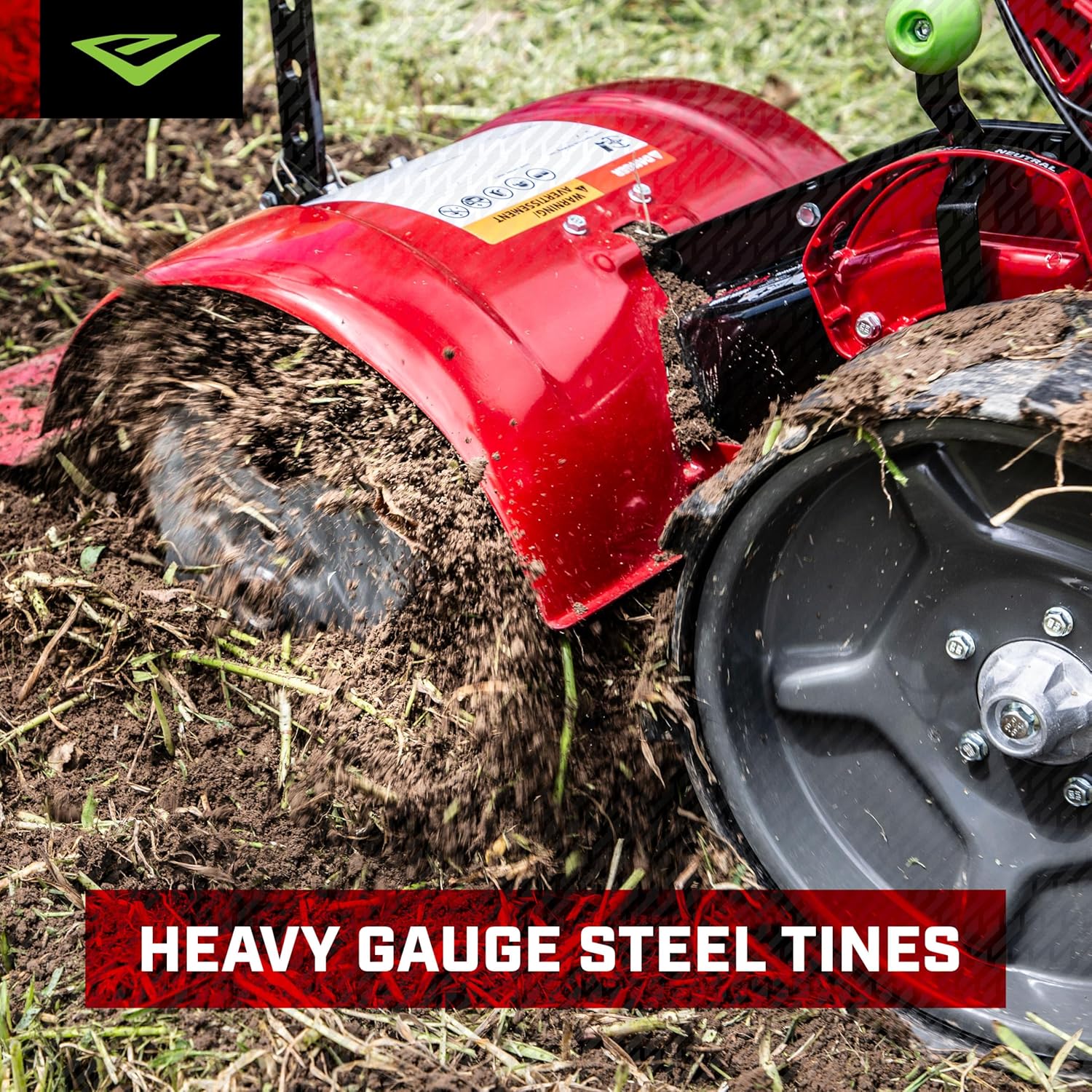 EARTHQUAKE 31285 Pioneer Dual Direction Rear Tine Tiller with Instant Reverse, Airless Wheels, 17' Width, 11' Tilling Depth, 99cc 4-Cycle Viper Engine, Black/Red