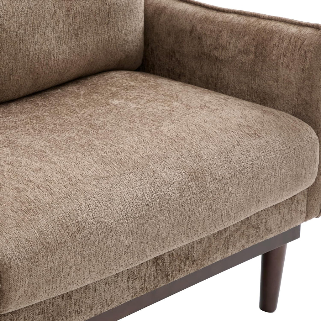 Christopher Knight Home Brena Modern Fabric Upholstered Loveseat Sofa, Wooden 2 Seater Sofa Couch with Deep Seat, Comfy Cloud Couch for Living Room, Bedroom, Home Office, Brown