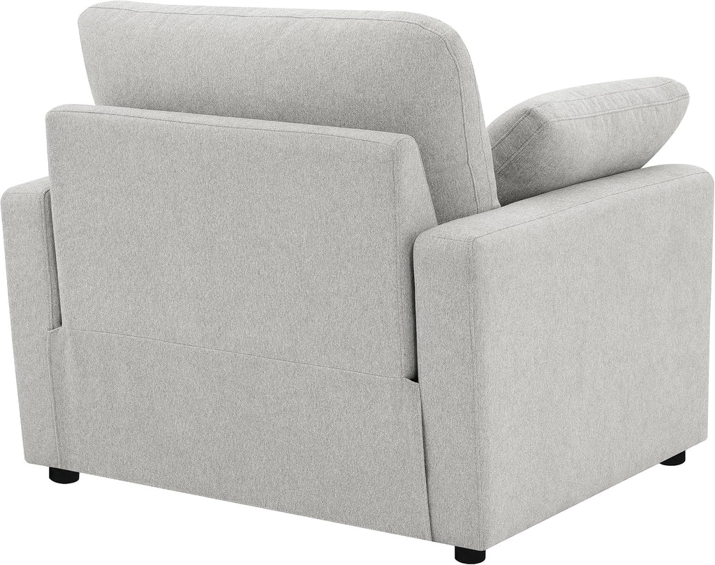 Coaster Home Furnishings - Collins - Wood and Fabric - Power Recliner with Horizontal Tufted Detail, Padded Arms, and Reversible Cushions - Living Room - Gray - 609563P