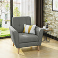 Christopher Knight Home Azjzi Mid-Century Club Chair, Button Tufted Back Upholstered Fabric Accent Chair with Rubberwood Legs, Living Room Armchair, 33.5' High, Gray