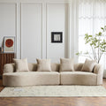 Christopher Knight Home Braebt 126' Comfy Upholstered Cloud Couch, 5-Seater Sofa Couches, Curved Modular Sectional Sofa with 4 Throw Pillows for Living Room, Study, No Assembly Required, Almond