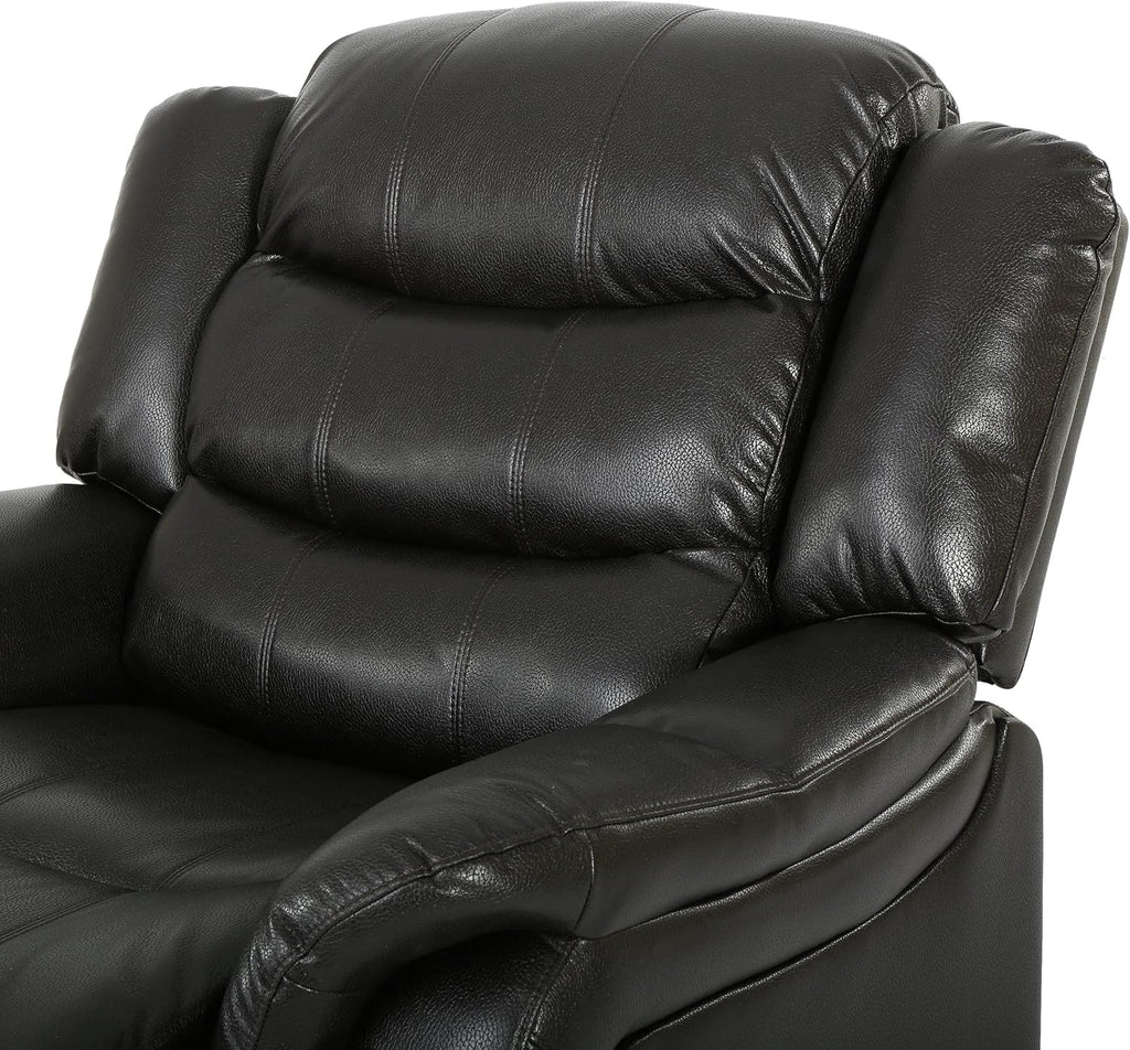 Christopher Knight Home GDFStudio Great Deal Furniture Merit Black Leather Recliner/Glider Chair