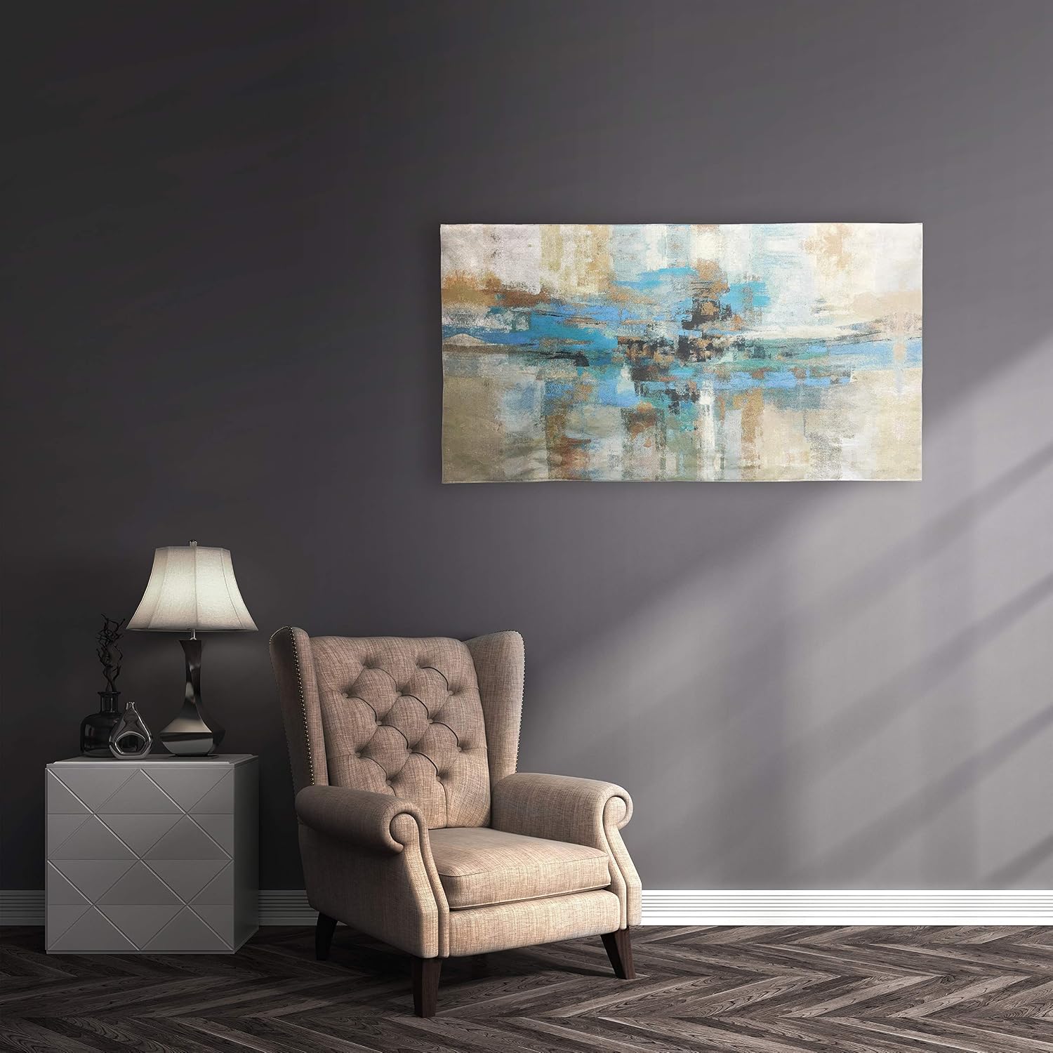 Morning Fjord by Silvia Vassileva | Woven Tapestry Wall Art Hanging | Abstract Scandinavian Landscape Artwork | 100% Cotton USA Size 63x34