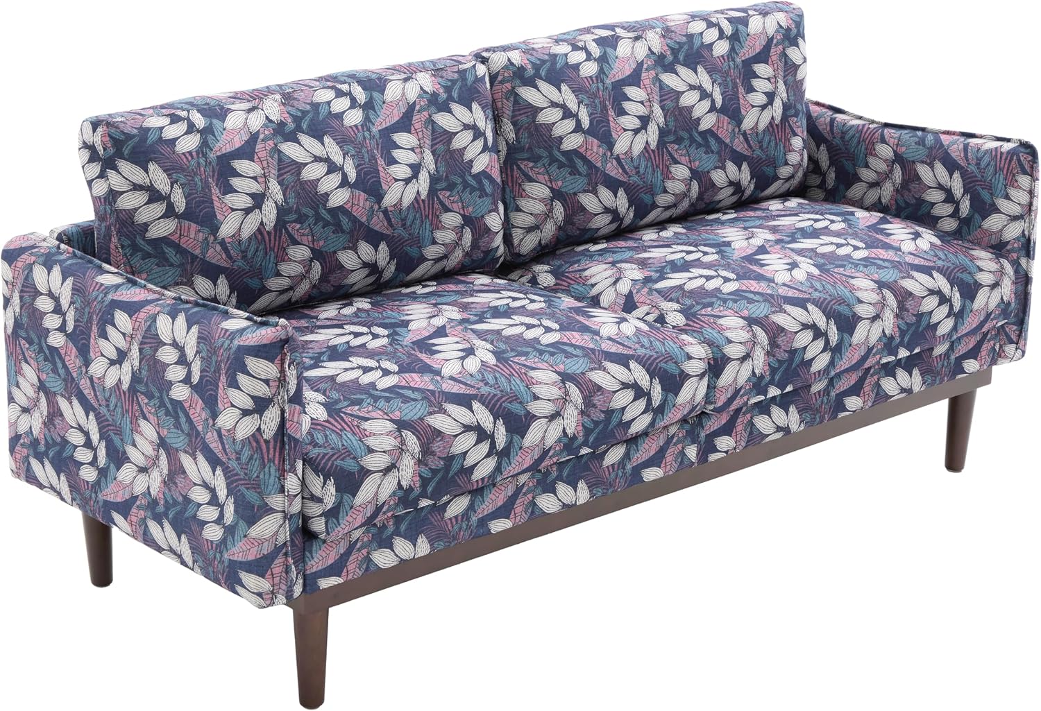 Christopher Knight Home Brena Modern Fabric Upholstered Loveseat Sofa, Wooden 2 Seater Sofa Couch with Deep Seat, Comfy Cloud Couch for Living Room, Bedroom, Home Office, Blue+White