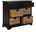 SAFAVIEH Furniture - Herman 2-Drawer Storage Unit - Distressed Black - Solid Wood - Classic Storage Design - Ideal for Living Room, Entryway, 29'W x 13'D x 27.5'H - Fully Assembled (AMH5702B)