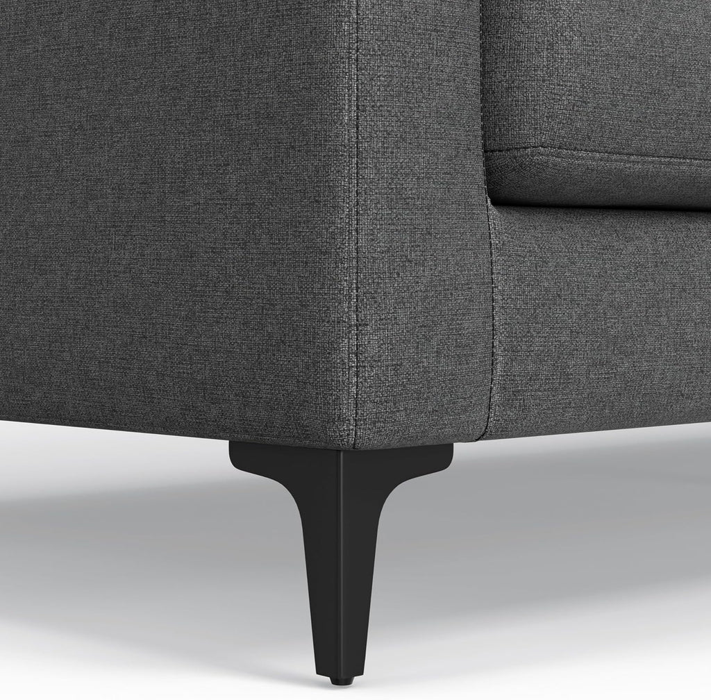SIMPLIHOME Ava Sofa and Ottoman in 100% Recycled Polyester Performance Fabric, Pebble Grey, 90-inch-Wide 3-Seater Couch and Matching 36-inch-Wide Table Ottoman for Living Room, 2-Piece Set