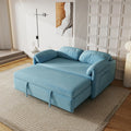 KEIKI 3 in 1 Convertible Pull Out Sofa Bed with Adjustable Backrest & Side Pockets, Velvet Recliner Couch Sleeper Sofa Chair for Living Room, Small Spaces, Full, Blue