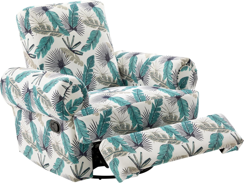 Christopher Knight Home Besty Chenille Upholstered Swivel Recliner Chair, Wooden Swivel Accent Chair with Adjustable Backrest, Super Comfort Rocker Recliner Sofa for Living Room/Bedroom, Green+White