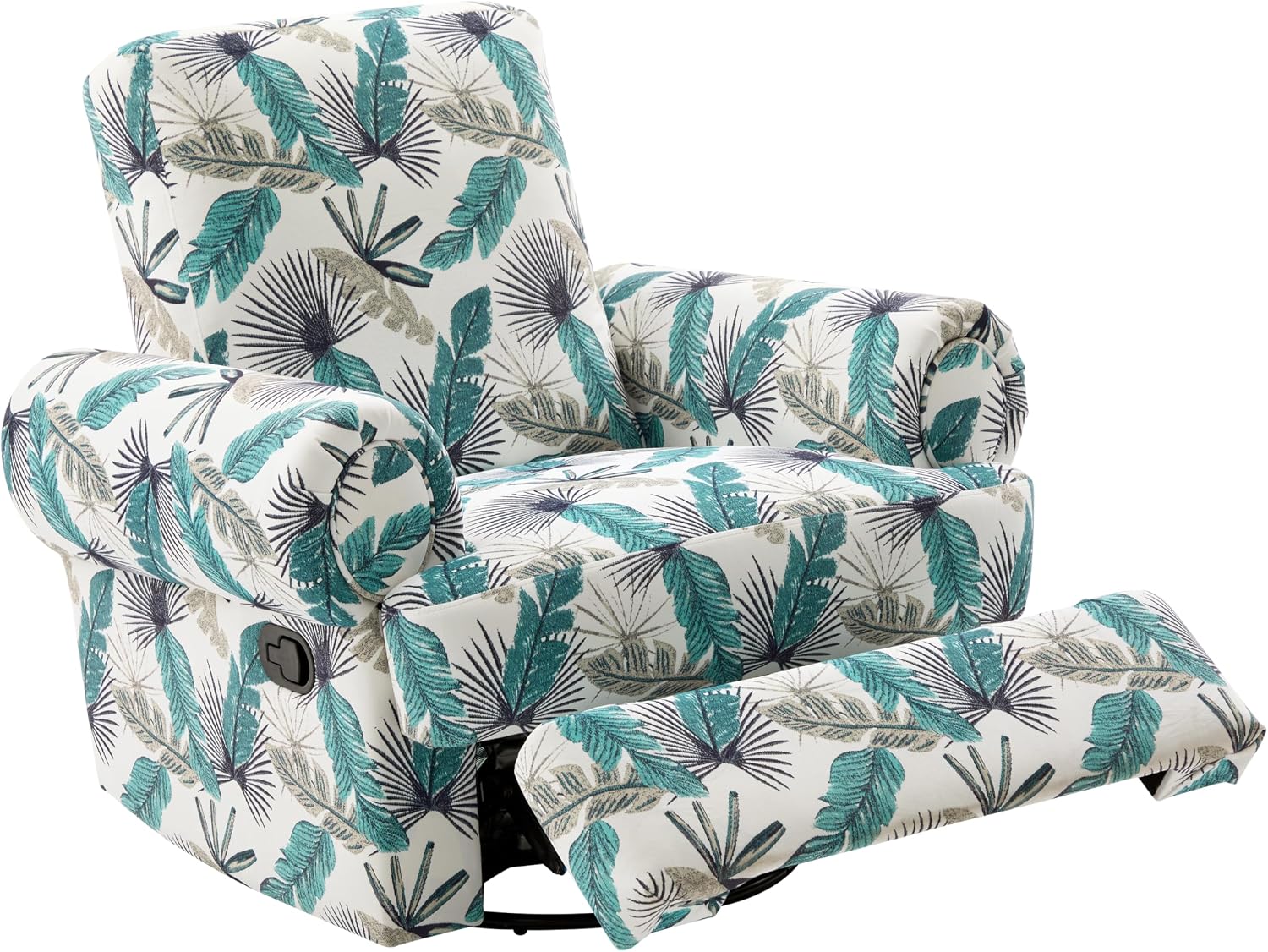 Christopher Knight Home Besty Chenille Upholstered Swivel Recliner Chair, Wooden Swivel Accent Chair with Adjustable Backrest, Super Comfort Rocker Recliner Sofa for Living Room/Bedroom, Green+White