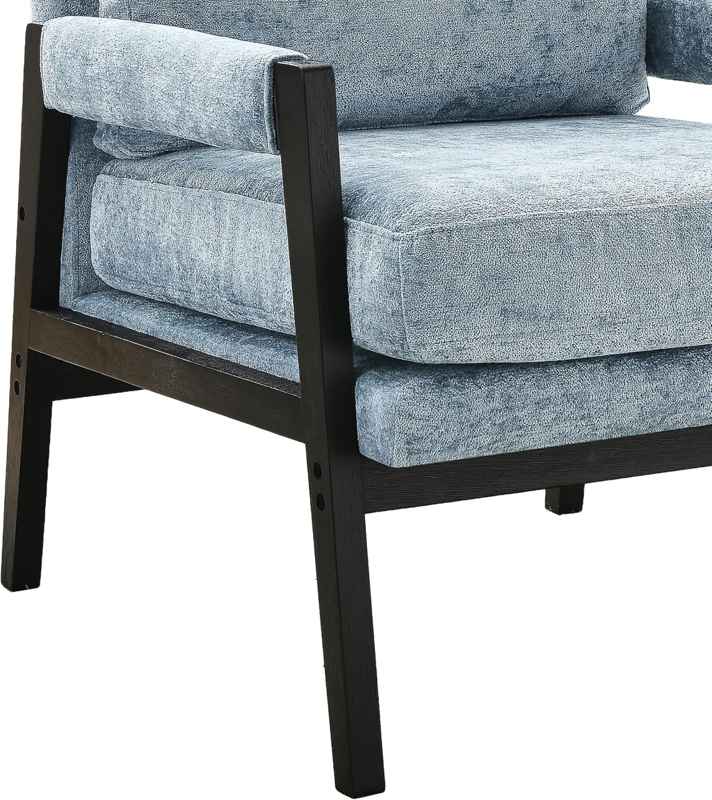 Roundhill Furniture Kelly Mid-Century Modern Chenille Upholstered Accent Armchair, Blue