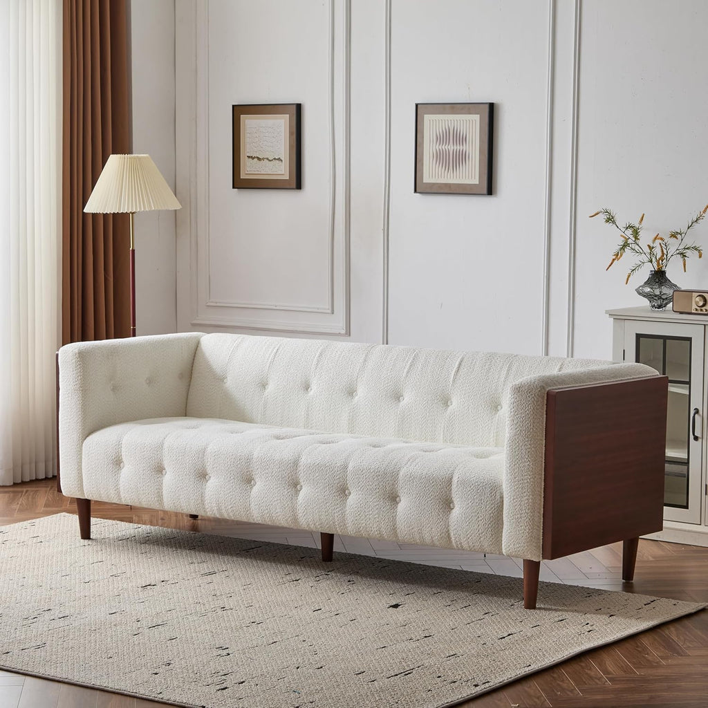 Christopher Knight Home Almab 82 Inches Sofa Couch, Cozy Couch Sofa, Boucle Upholstered 3-Seater Sofa, Wood Frame Couch, Comfy Couches for Living Room and Office, Modern Couch and Sofa, Beige