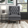 Lexicon Living Room Accent Chair, Textured Fabric Upholstered Reading Chair, Button-Tufted, High Wingback for Living Room/Bedroom/Office, Charcoal