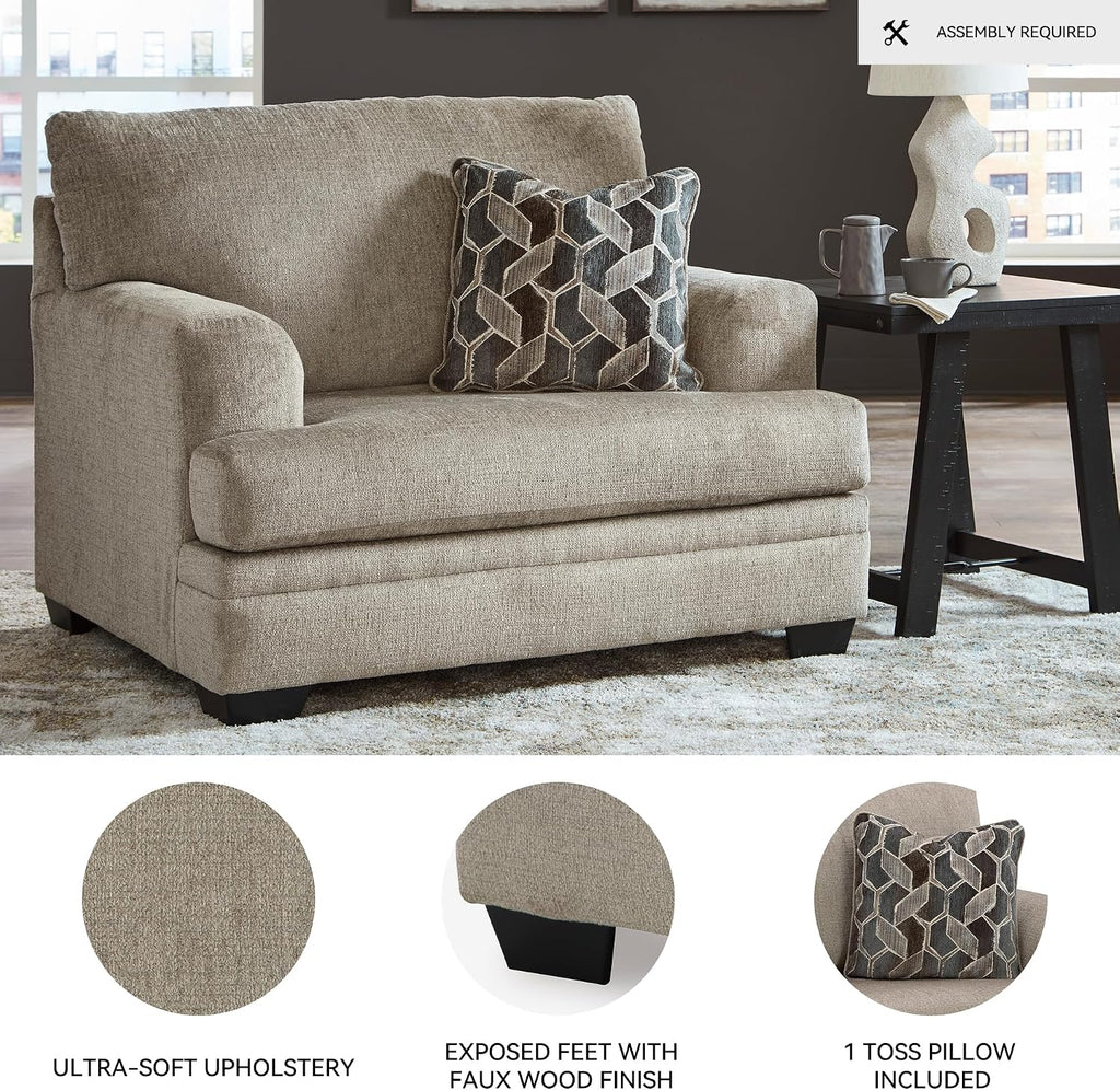 Signature Design by Ashley Stonemeade Transitional Oversized Chair with Reversible Seat Cushion and Accent Pillow, Taupe