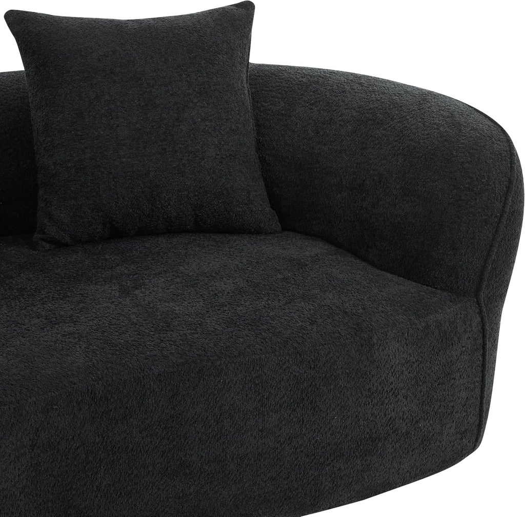 Christopher Knight Home Braebt 126' Sectional Sofa with 4 Throw Pillows, 5-Seater Large Modular Sofa Couches, Comfy Curved Upholstered Cloud Couch for Living Room, Study, No Assembly Required, Black