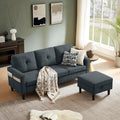 Sectional Sofa Couches for Living Room, L Shaped Couch 3-Seat Convertible Sectional Sofas with Removable Storage Ottoman, Modern Polyester Fabric (Dark Grey)