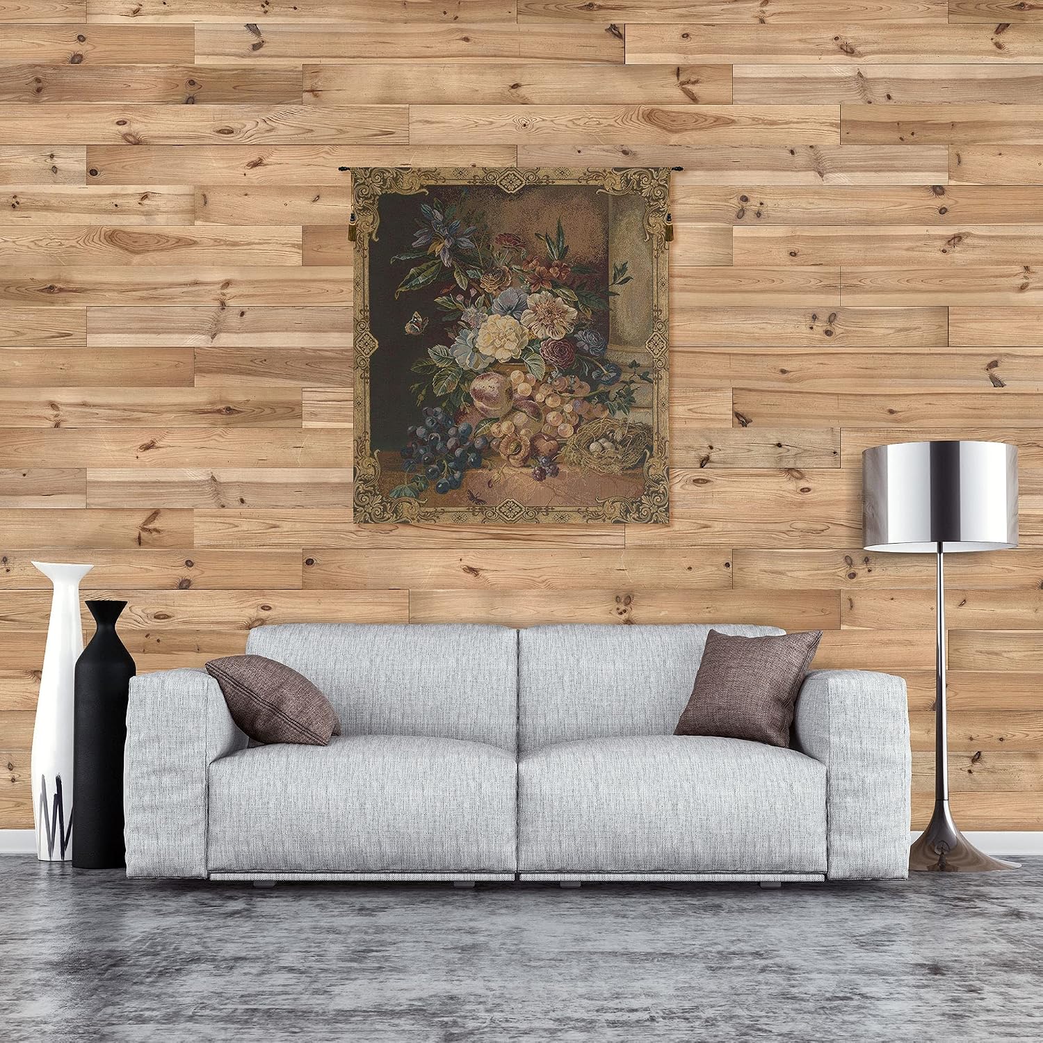 Charlotte Home Furnishings Inc European Belgian Tapestry Wall Hanging 26 X 31 in, Frame of Flowers Jacquard Woven Wall Art Cotton Polyester Viscose Blend for Home and Wall Decor