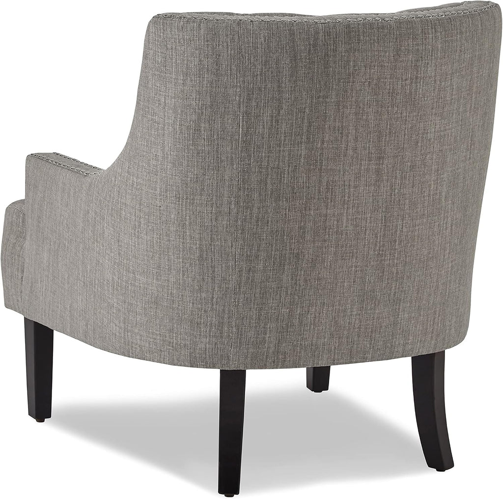 Lexicon Accent Chair Reading Chair Comfy Chair for Bedroom, Upholstered Armchair with Solid Wood Frame, Tufted Cushion Nail Head Trim, Single Sofa Chair for Living Room, Office, Tan Chenille