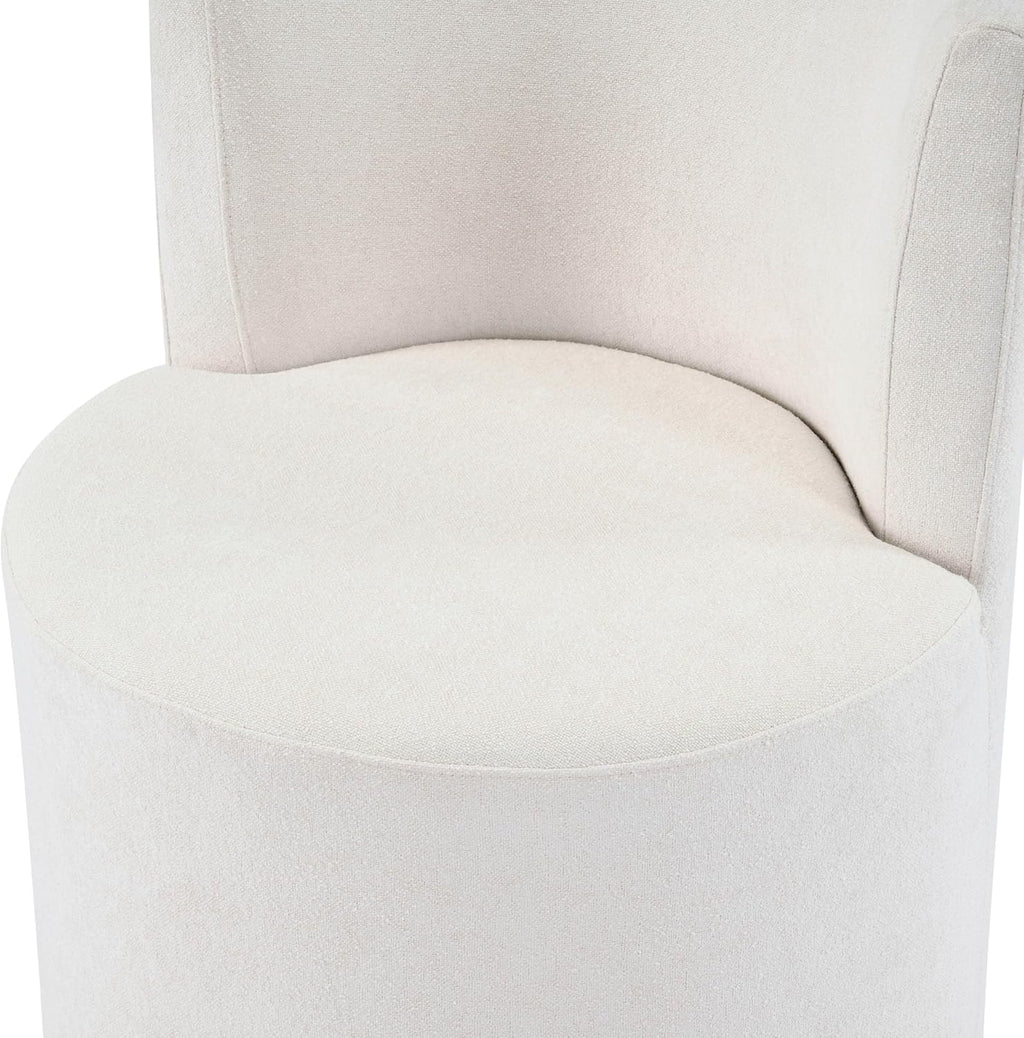 Christopher Knight Home Silla Modern Upholstered 360° Swivel Accent Chair, Wooden Living Room Slipper Chair with Rotation, Comfy Reading Chair for Bedroom, Light Beige
