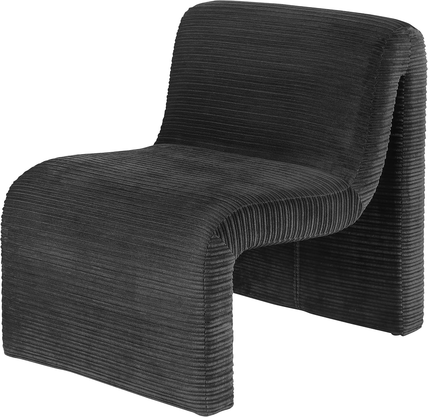 Coaster Home Furnishings - Drayton - Wood and Metal - Upholstered Armless Accent Chair with Sinuous Curves, Ribbed Detailing and Foam Padding - Living Room - Black - 907526
