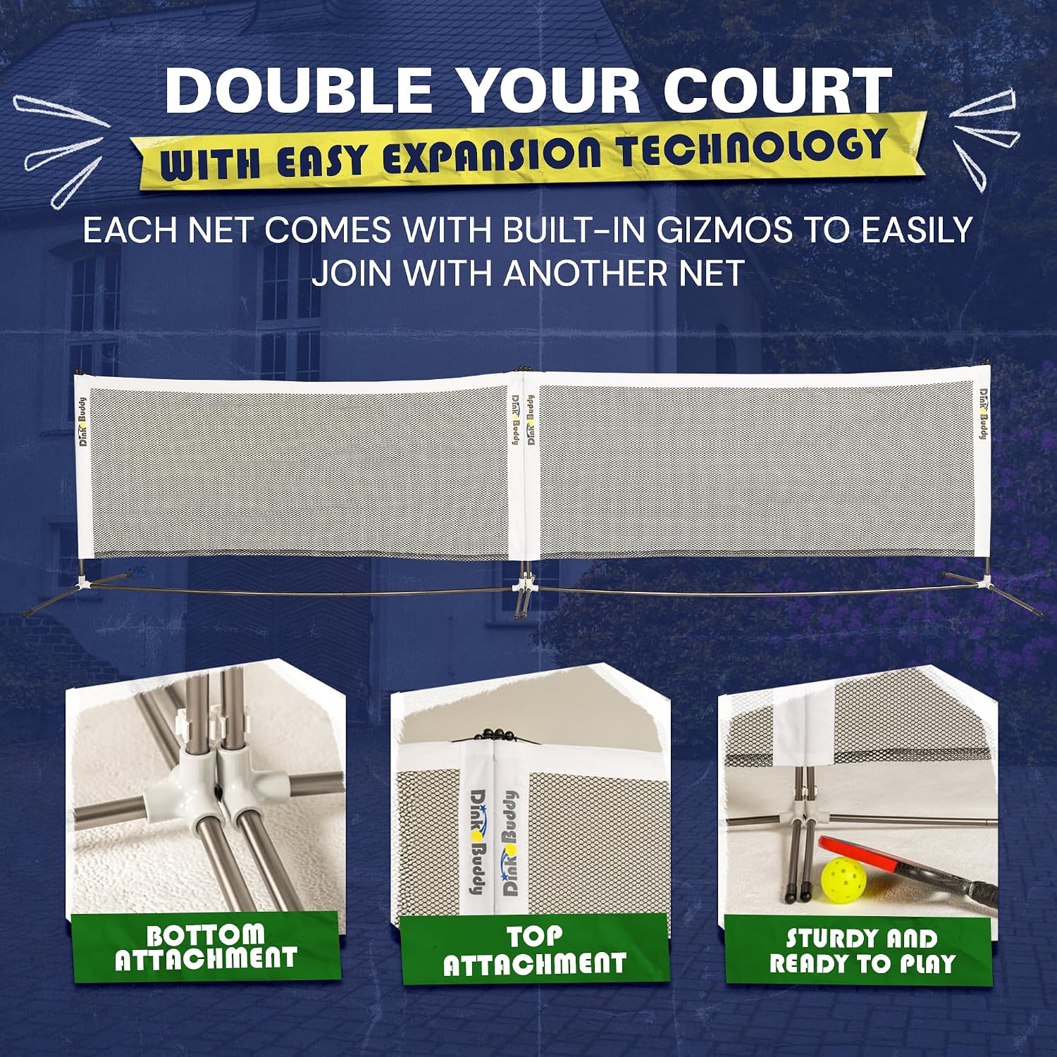 Mini Pickleball Net Set - Ultraportable, Fits in Backpack - 11-ft, 6-ft or 6-ft x 2-Pack Options, or 4-ft for Kids - Pickleball Net Portable Outdoor/Indoor Play - Sports Kit for Women, Men & Kids
