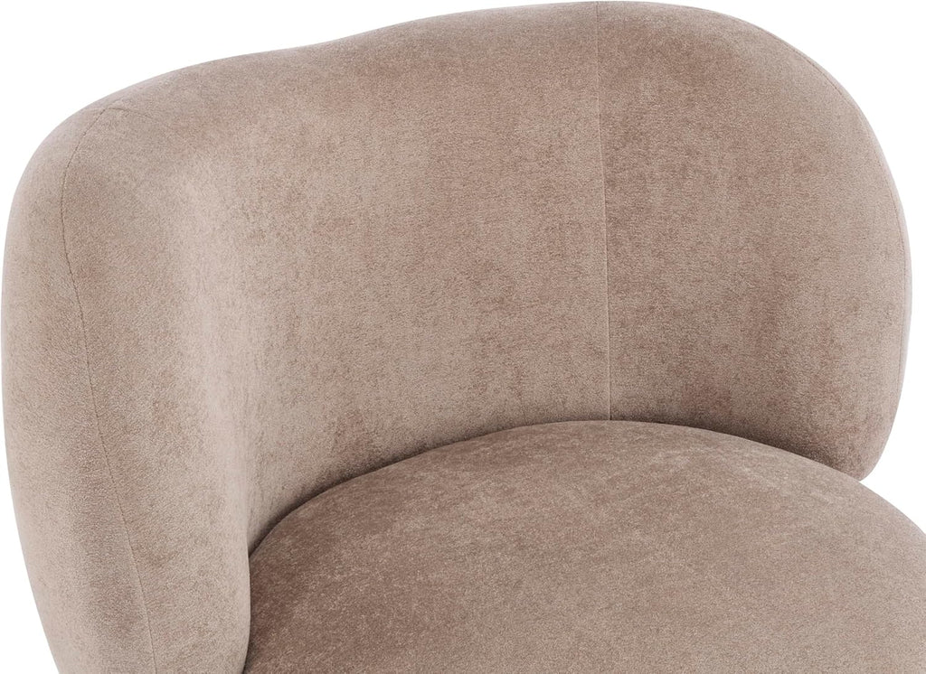 Christopher Knight Home Lily Solid Wood Wingback Accent Chair, Fabric Upholstered Club Chair, Curved Backrest Single Sofa, Comfy Reading Lounge Chair for Living Room, Soft Cushion Seating, Light Brown