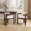 Christopher Knight Home Falcon Fabric Upholstered Dining Chairs Set of 2, Modern Wooden Dining Armchair, Curved Backrest Kitchen Side Chair, Living Room Accent Chair for Extra Seat, Walnut+Beige