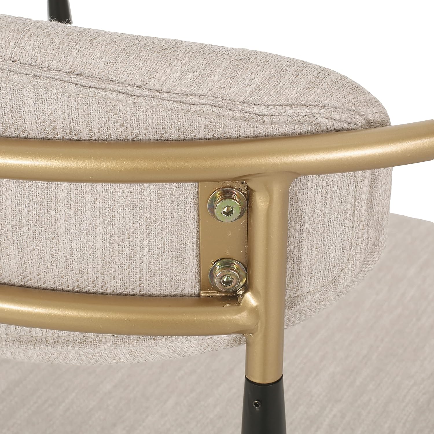 Christopher Knight Home Gertru Dining Chairs Set of 2, Stylish Upholstered Dining Room Chairs, Fabric Kitchen Chair with Gold Black Accent Iron Frame, Elegant Toothpick Design, Beige