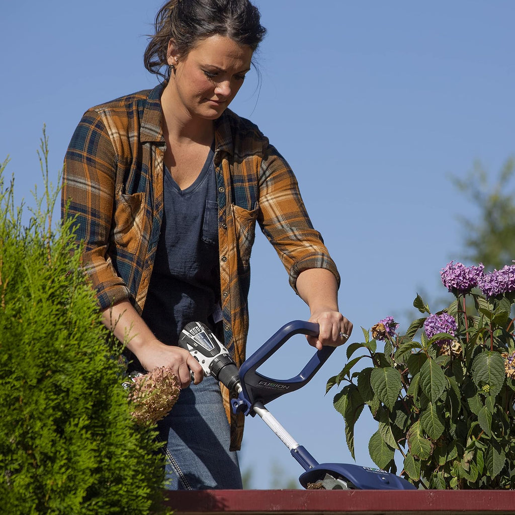 Fusion Drill-Powered Cultivator, Compatible with Most Cordless Drills, Adjustable Cultivating Width Up to 8', Cultivating Depth Up to 5.5', Adjustable Length, Model: 46007