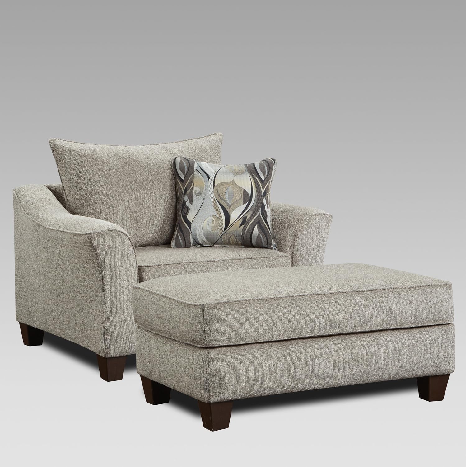 Roundhill Furniture Camaro Platinum Fabric Pillow back Accent