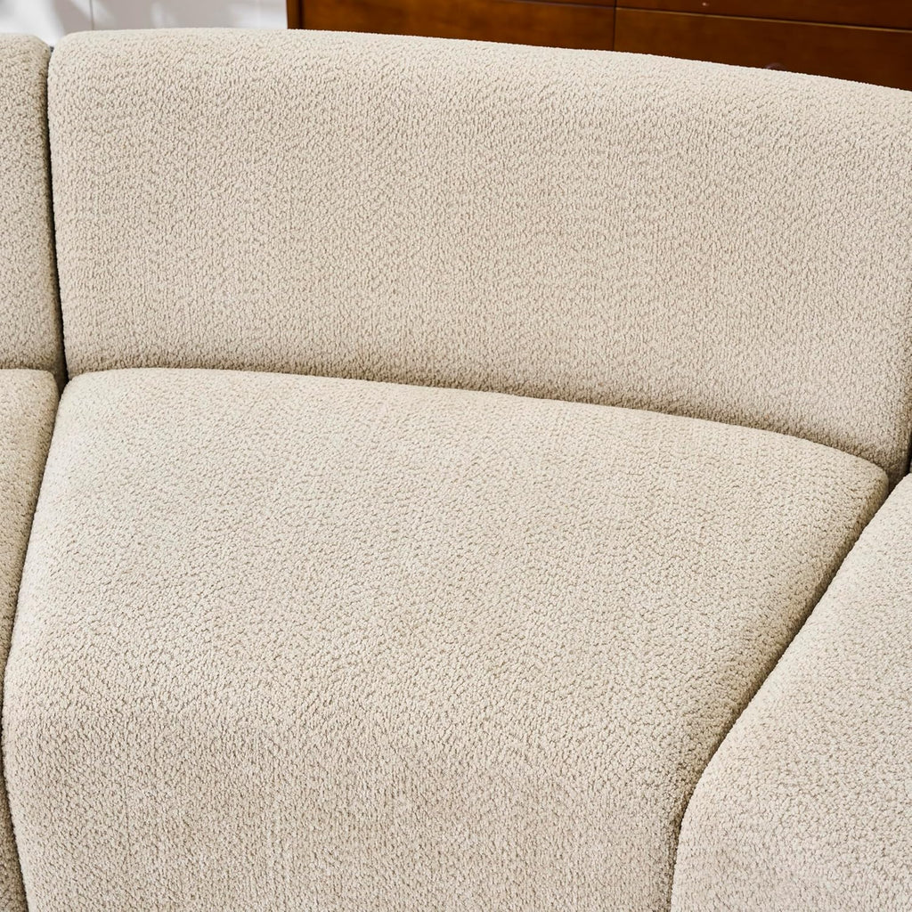 Christopher Knight Home Xata 100.75' Boucle Upholstered Sectional Sofa, Armless 3-Seater Home Sofa Living Room, Sturdy Wooden Frame Couches with Curved Design, Cloud Couch with Deep Seat, Beige