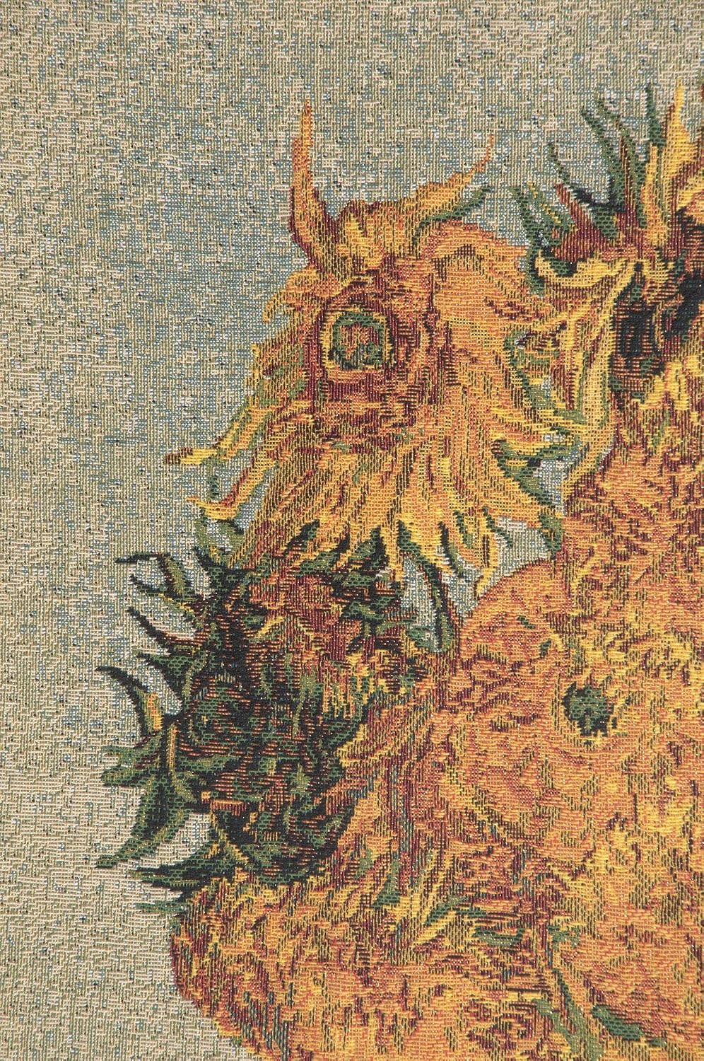 C Charlotte Home Furnishings Inc Sunflowers I European Tapestry Wall Hanging | Viscose Cotton and Polyester Blend Wall Art | 24 in. x 18 in | Home Decor Accents | Inspired by Vincent Van Gogh