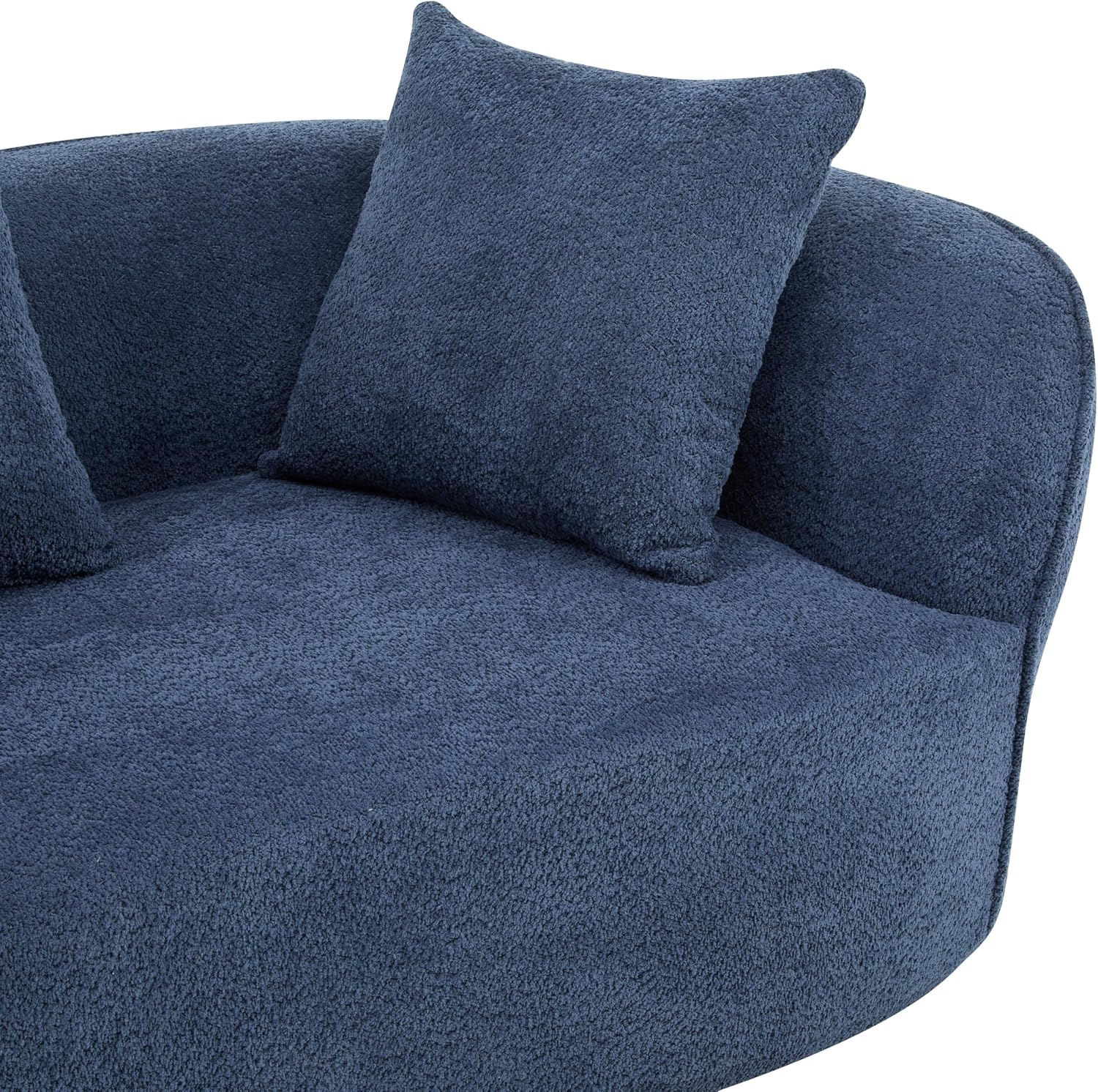 Christopher Knight Home Braebt 126' Curved Modular Sectional Sofa with 4 Throw Pillows, Comfy Upholstered Cloud Couch, 5-Seater Sofa Couches for Living Room, Study, No Assembly Required, Navy Blue