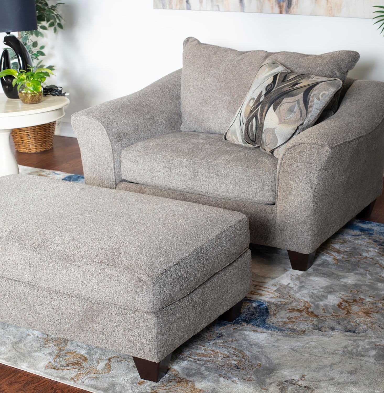 Roundhill Furniture Camaro Platinum Fabric Pillow back Accent