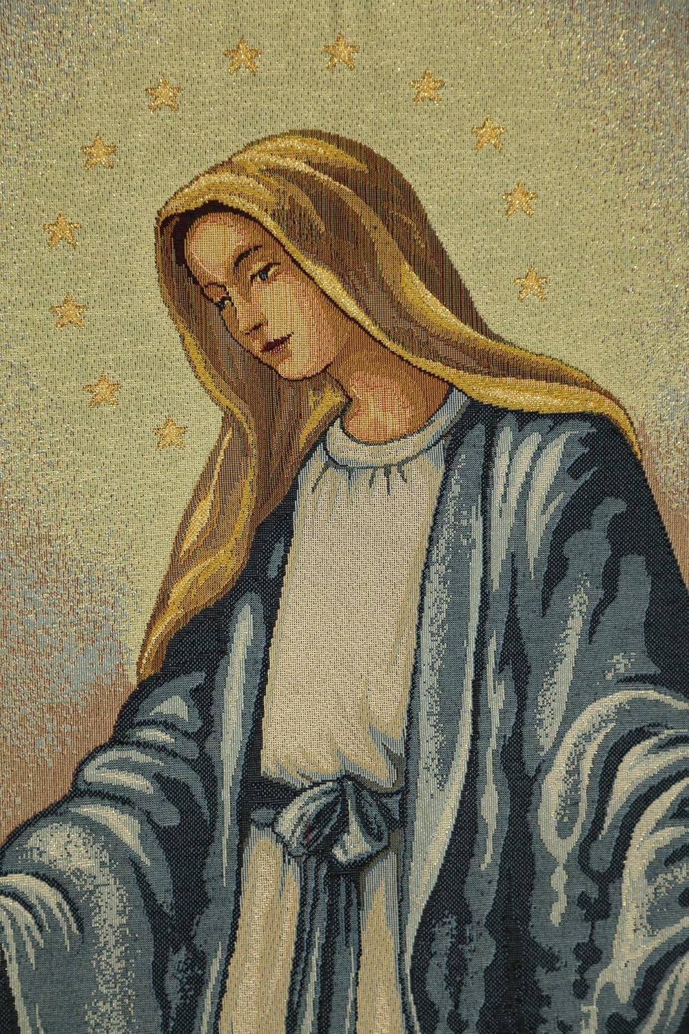 Charlotte Home Furnishings Inc. Madonna Miracolosa Italian Tapestry Wall Hanging 33 X 25 Inch Viscose Cotton And Polyester Blend Wall Art Italian Woven Perfect For Home Decor And Wall Decor