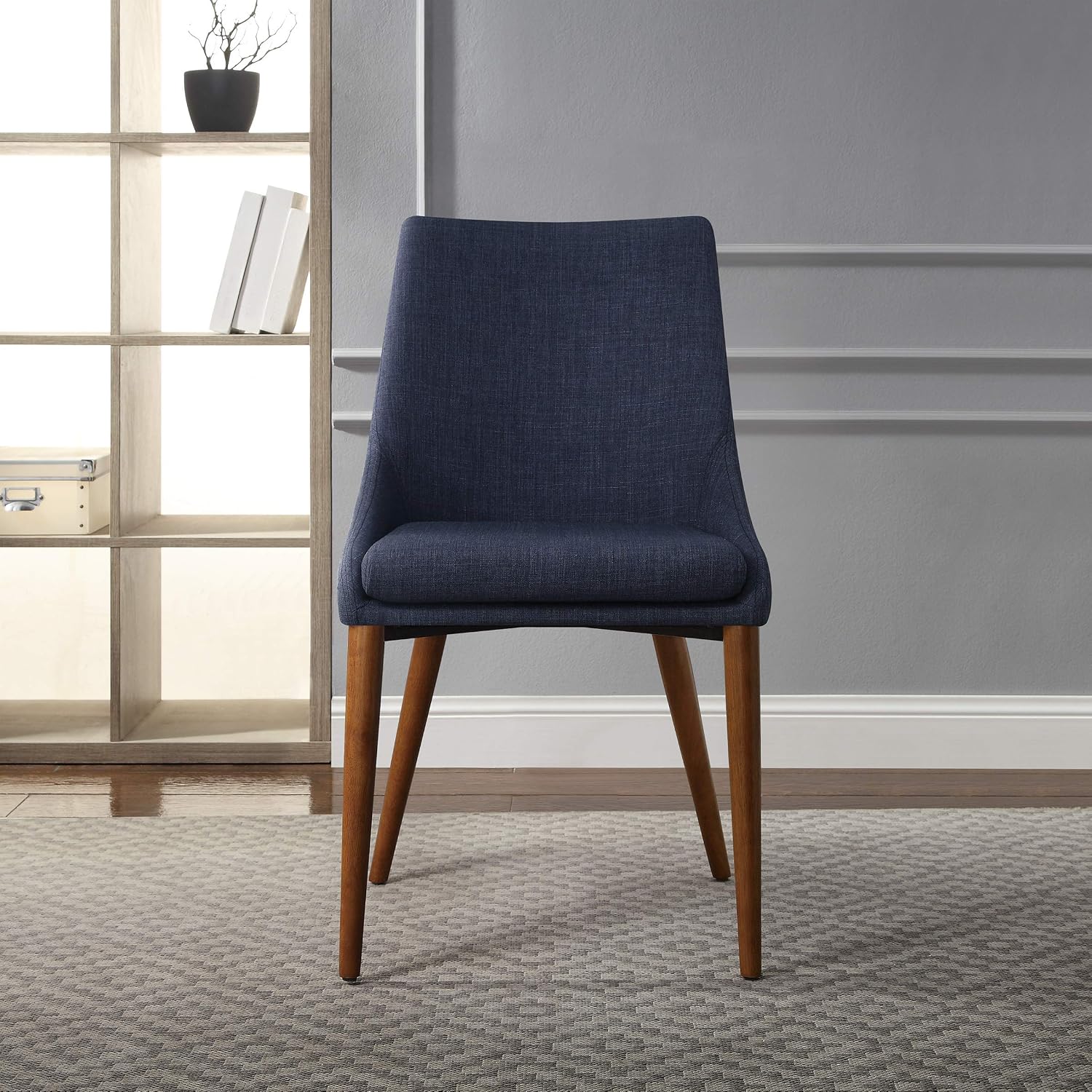 OSP Home Furnishings Palmer Mid-Century Modern Dining Accent Chair 2-Pack, Navy