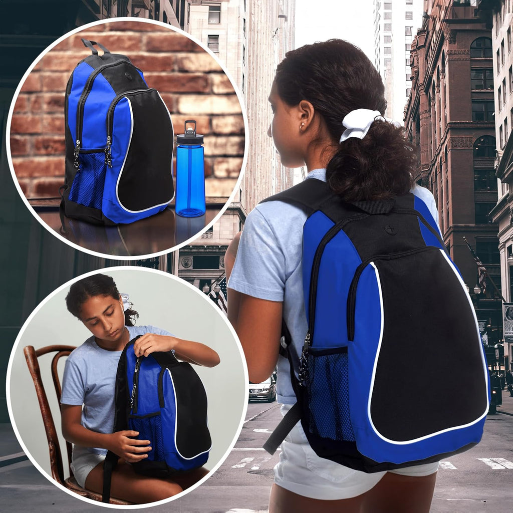 DISCOUNT PROMOS Large Sports Backpacks Set of 10, Bulk Pack - Bring Everywhere You Go, Perfect for Travellers and Great for Everyday Use - Blue