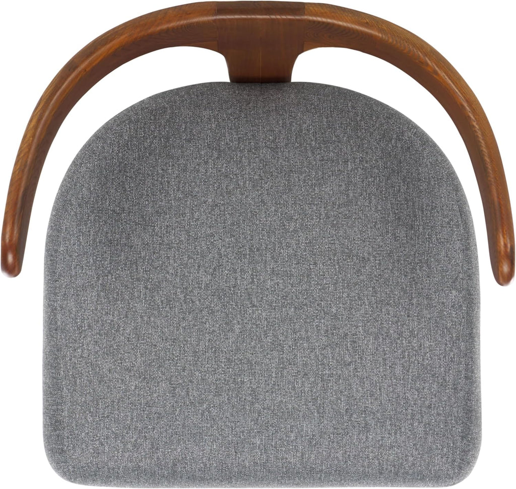 SAFAVIEH Home Collection Oreus Mid-Century Modern Grey Linen/Brown Walnut Solid Wood Accent Chair