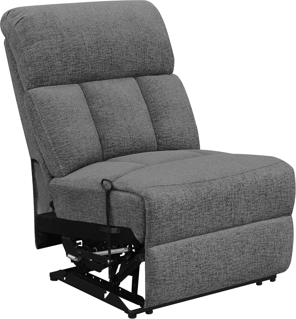 Coaster Home Furnishings - Bahrain - Upholstered - 5-Piece Theater Seating with Recliners, Cupholder Consoles & Thick Pillowtop Armrests - Living Room, Home Theater - Charcoal - 609541T