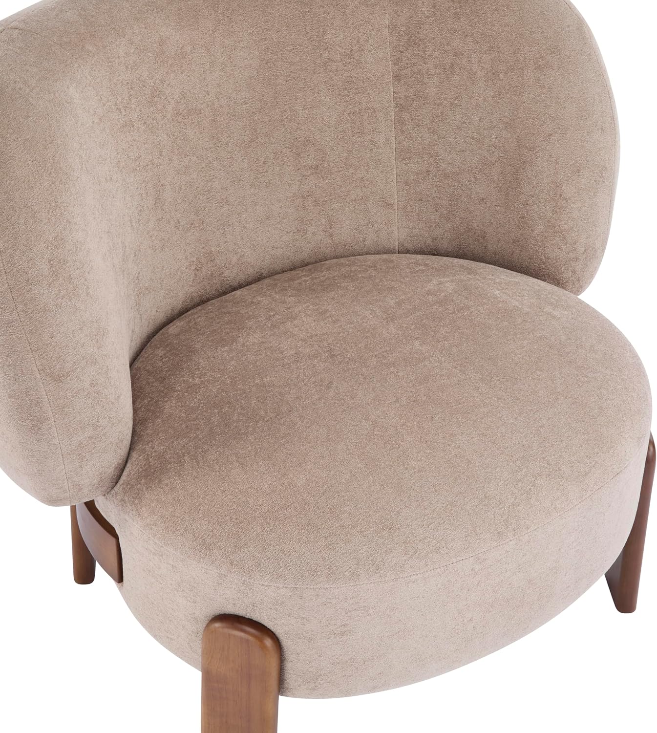 Christopher Knight Home Lily Solid Wood Wingback Accent Chair, Fabric Upholstered Club Chair, Curved Backrest Single Sofa, Comfy Reading Lounge Chair for Living Room, Soft Cushion Seating, Light Brown