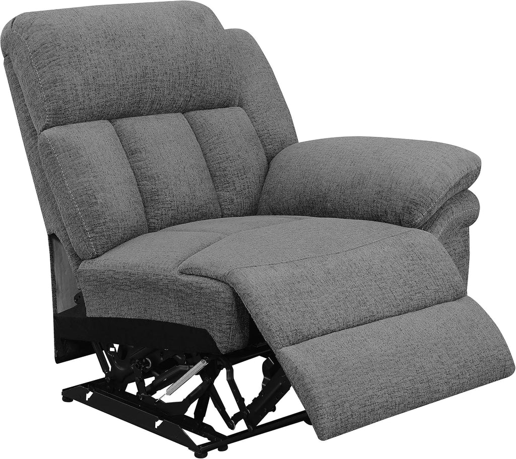 Coaster Home Furnishings - Bahrain - Upholstered Reclining Sofa with Dual Recliners, Pillowtop Arms, Tufting Accents and Transitional Style - Living Room - 99-Inch - Charcoal - 609541