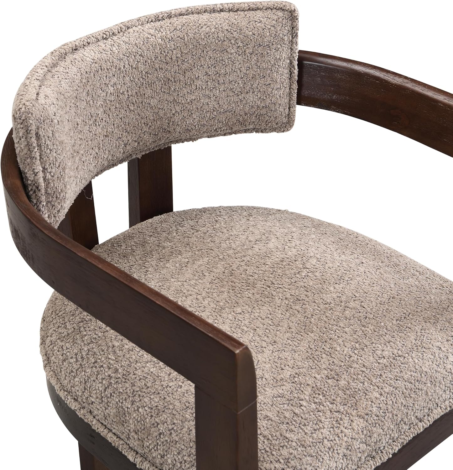 Christopher Knight Home Falcon Boucle Fabric Upholstered Dining Chairs Set of 2, Modern Wooden Dining Armchair, Curved Backrest Kitchen Side Chair,Living Room Accent Chair Extra Seat, Espresso